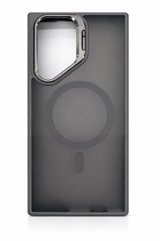 For Samsung S23 Ultra Fearless Tough HQ Metallic Hybrid with Camera Ring Stand [Magnetic Circle] Case - Gray