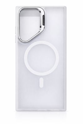 For Samsung S23 Ultra Fearless Tough HQ Metallic Hybrid with Camera Ring Stand [Magnetic Circle] Case - Clear