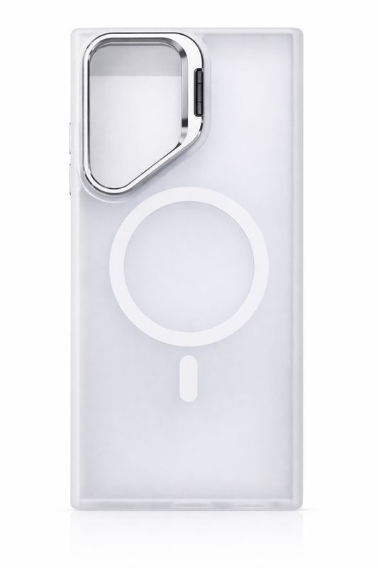For Samsung S23 Ultra Fearless Tough HQ Metallic Hybrid with Camera Ring Stand [Magnetic Circle] Case - Clear