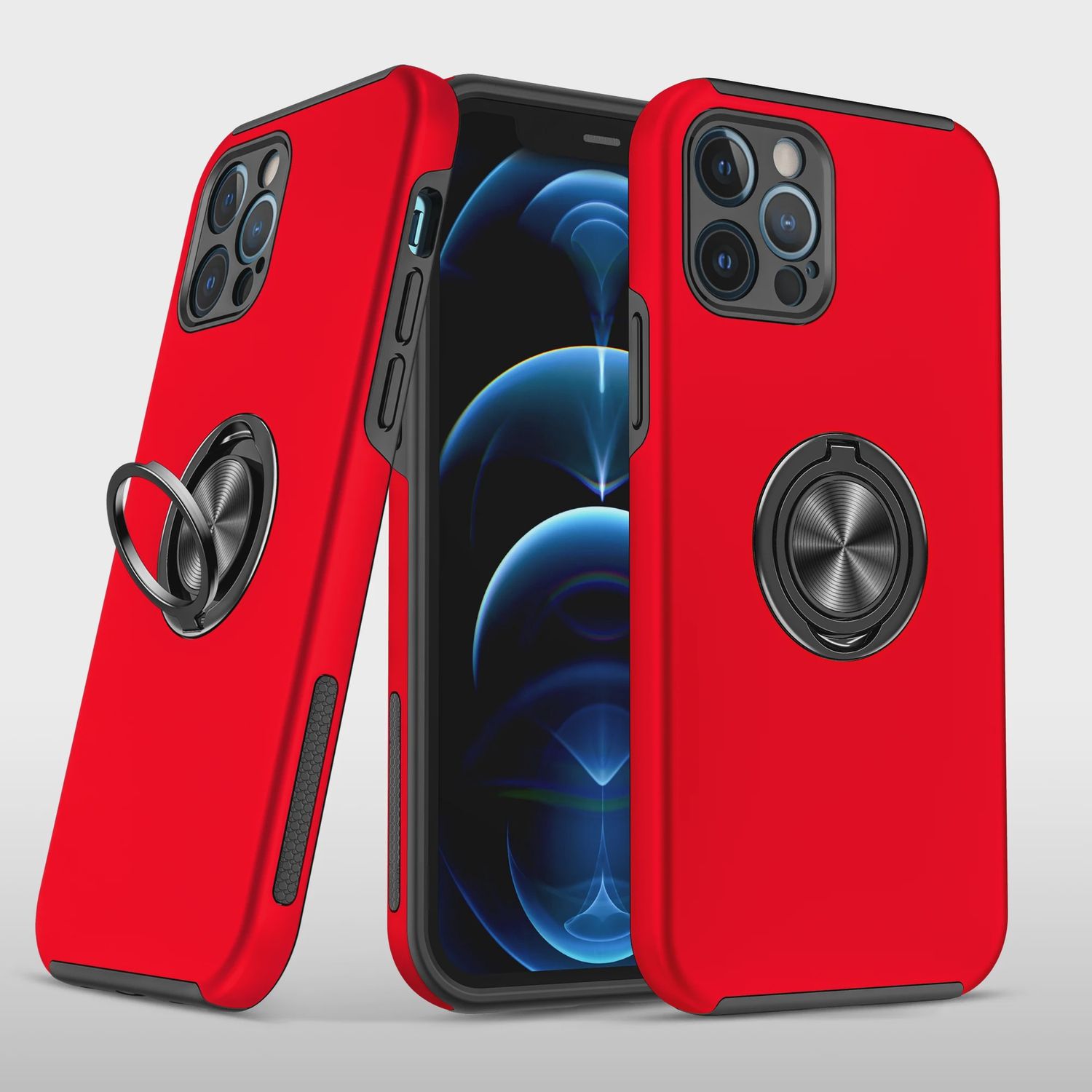 For iPhone 13/14 CHIEF Oil Painted Magnetic Ring Stand Hybrid Case Cover - Red