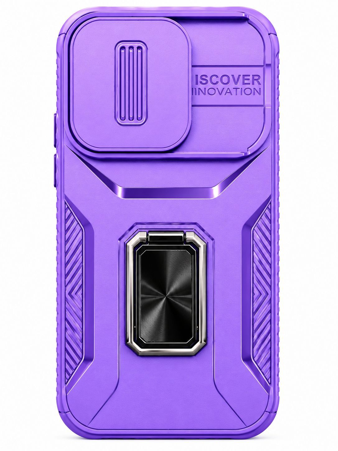 Magnetic Metal Ring Stand Camera Protection Hybrid Case For Iphone 16 Pro 6.3 inch - Purple