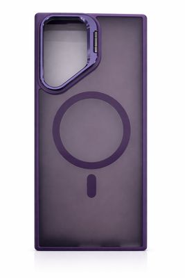 For Samsung S23 Ultra Fearless Tough HQ Metallic Hybrid with Camera Ring Stand [Magnetic Circle] Case - Dark Purple