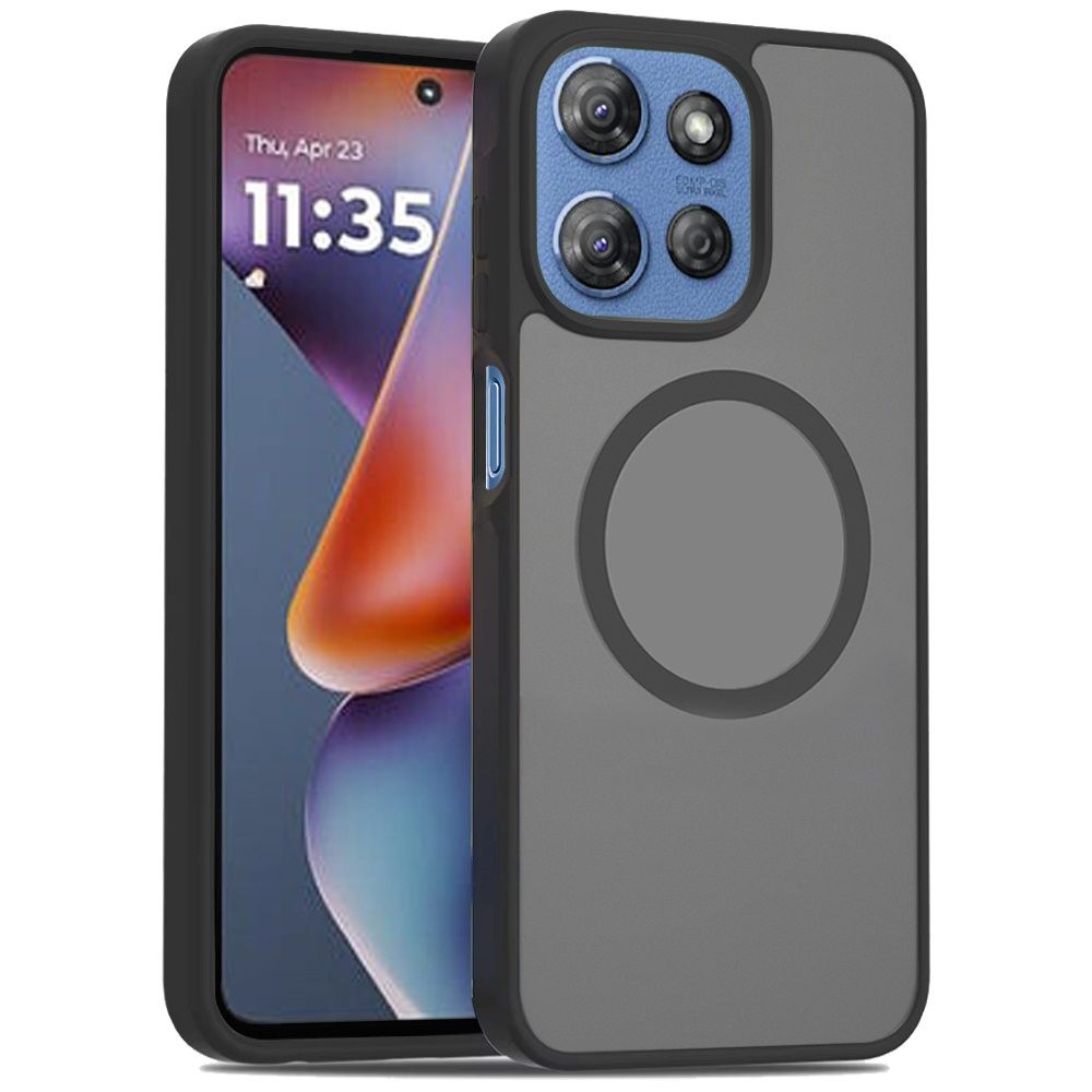 Magnetic Circle Smooth Safe Matte Feel Hybrid Case for Motorola Moto G 5G 2025 - Black