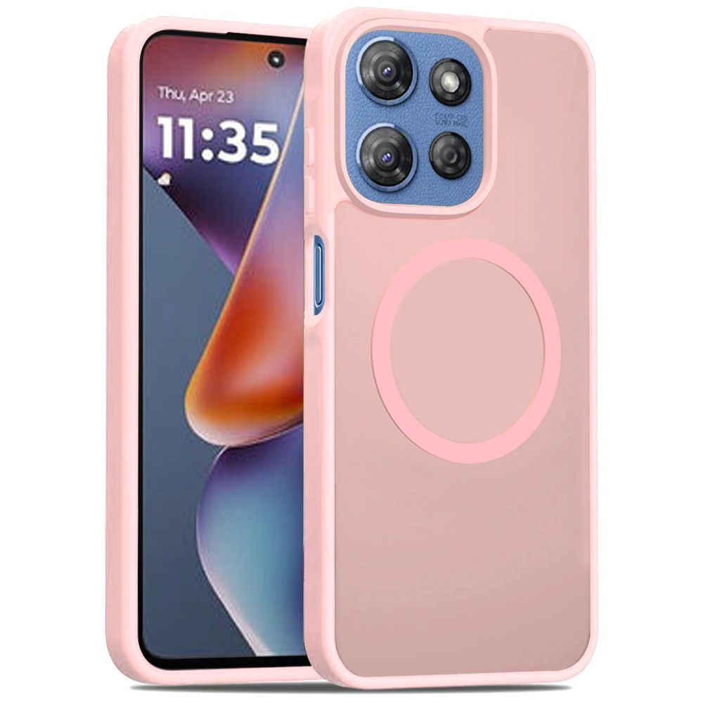 [Magnetic Circle] Smooth Safe Matte Feel Hybrid Case for Motorola Moto G 5G 2025 - Light Pink