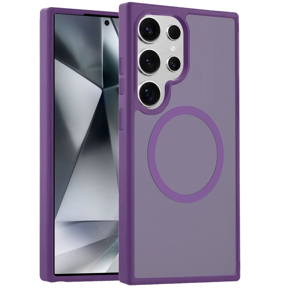 For Samsung Galaxy s24 Ultra [Magnetic Circle] Smooth Safe Matte Feel Hybrid Case - Dark Purple