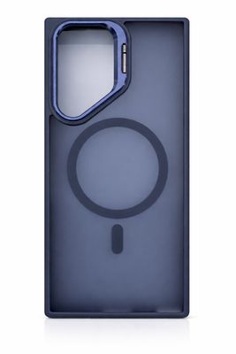 For Samsung S23 Ultra Fearless Tough HQ Metallic Hybrid with Camera Ring Stand [Magnetic Circle] Case - Navy Blue