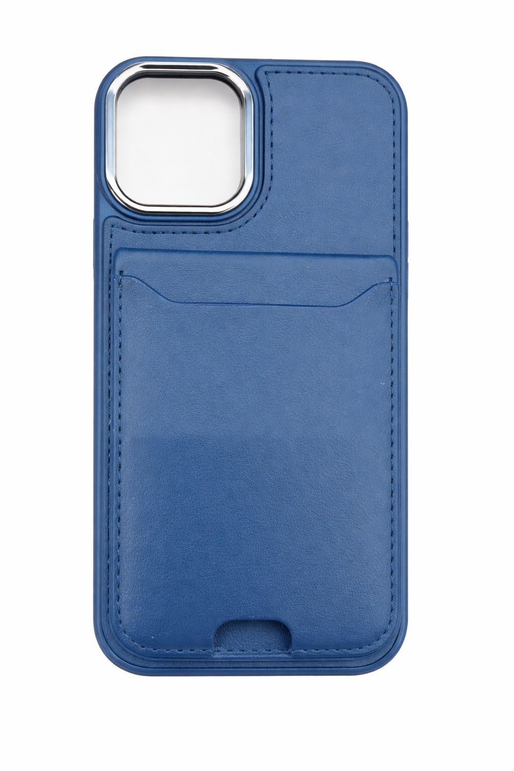 For iPhone 12 &amp; iPhone 12 Pro Card Holder with Mirror Inside PU Leather Hybrid Case - Dark Blue