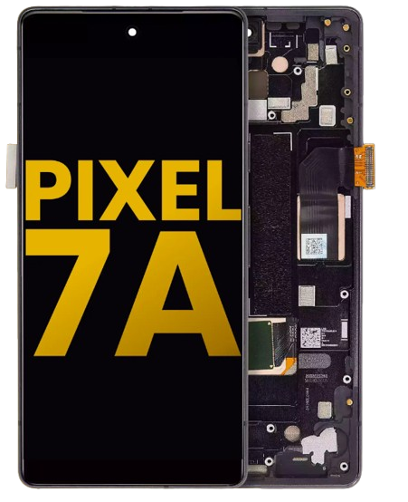 OLED Assembly With Frame (With Finger Print Scanner) Compatible For Google Pixel 7a 5G (US Version) (Refurbished) (Charcoal)