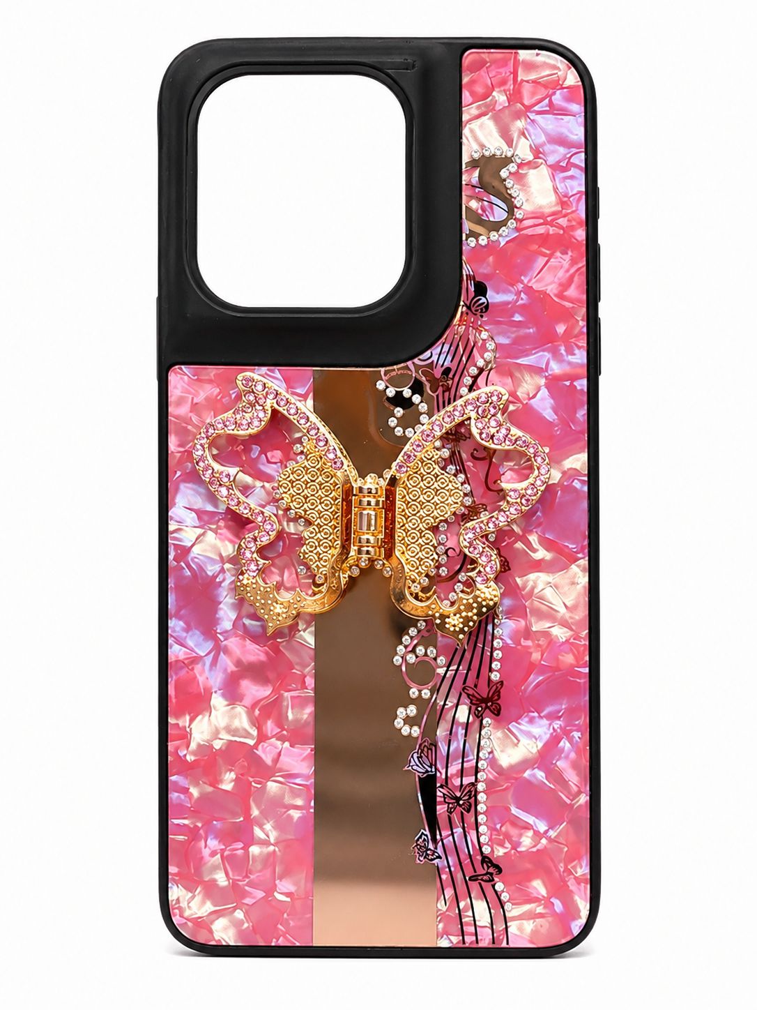 Splendid Diamond Glitter Ornaments Engraving Case for Moto G Stylus 5G 2025 - Enchanted Butterfly Pink