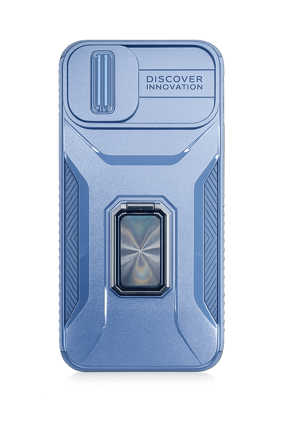 For iPhone 12 &amp; iPhone 12 Pro Complete Magnetic Metal Ring Stand Camera Protection Hybrid - Blue