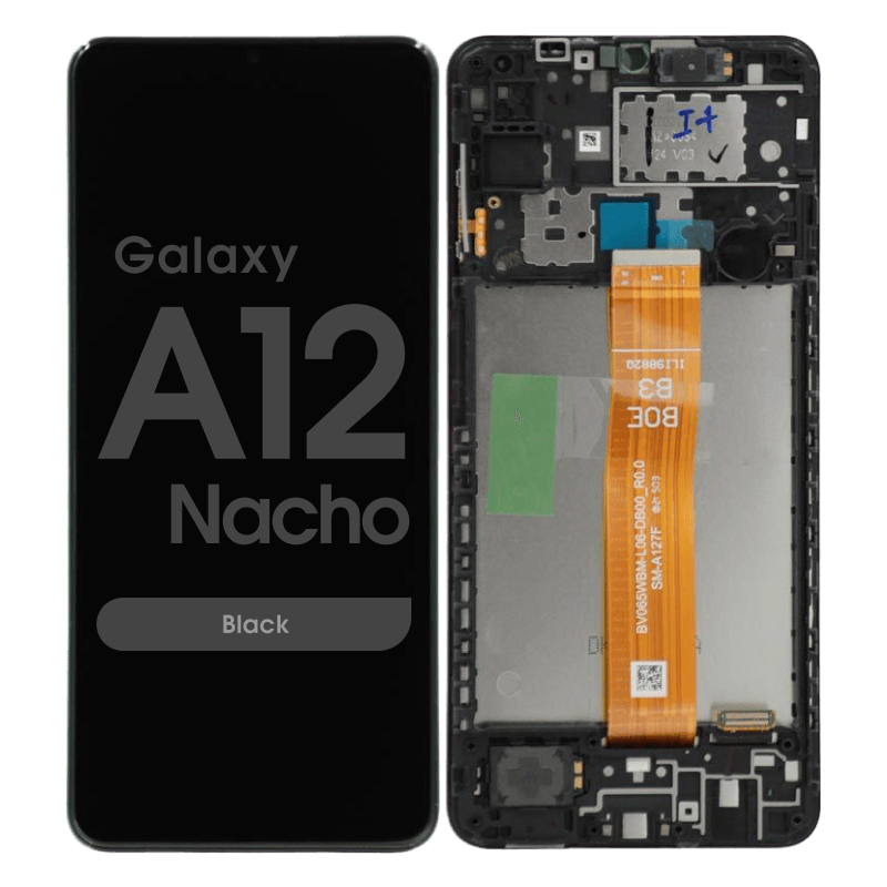 SAMSUNG GALAXY A12 LCD AFTERMARKET (IS) WITH FRAME BLACK A125 (2020)