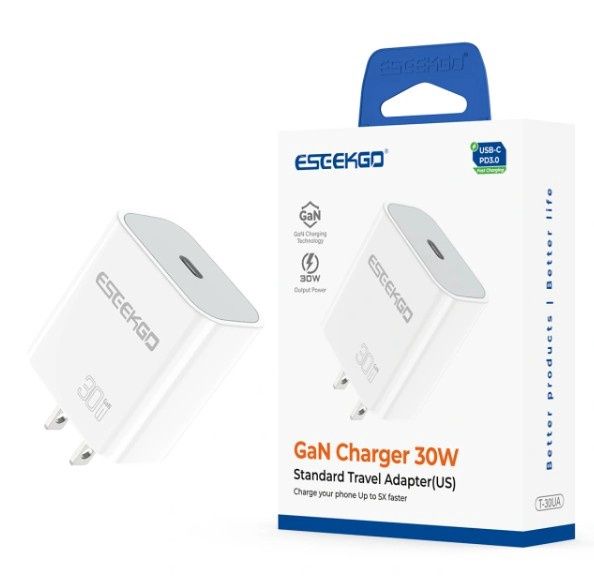 ESEEKGO T-30UA GaN PD30W US Standard Travel Adapter