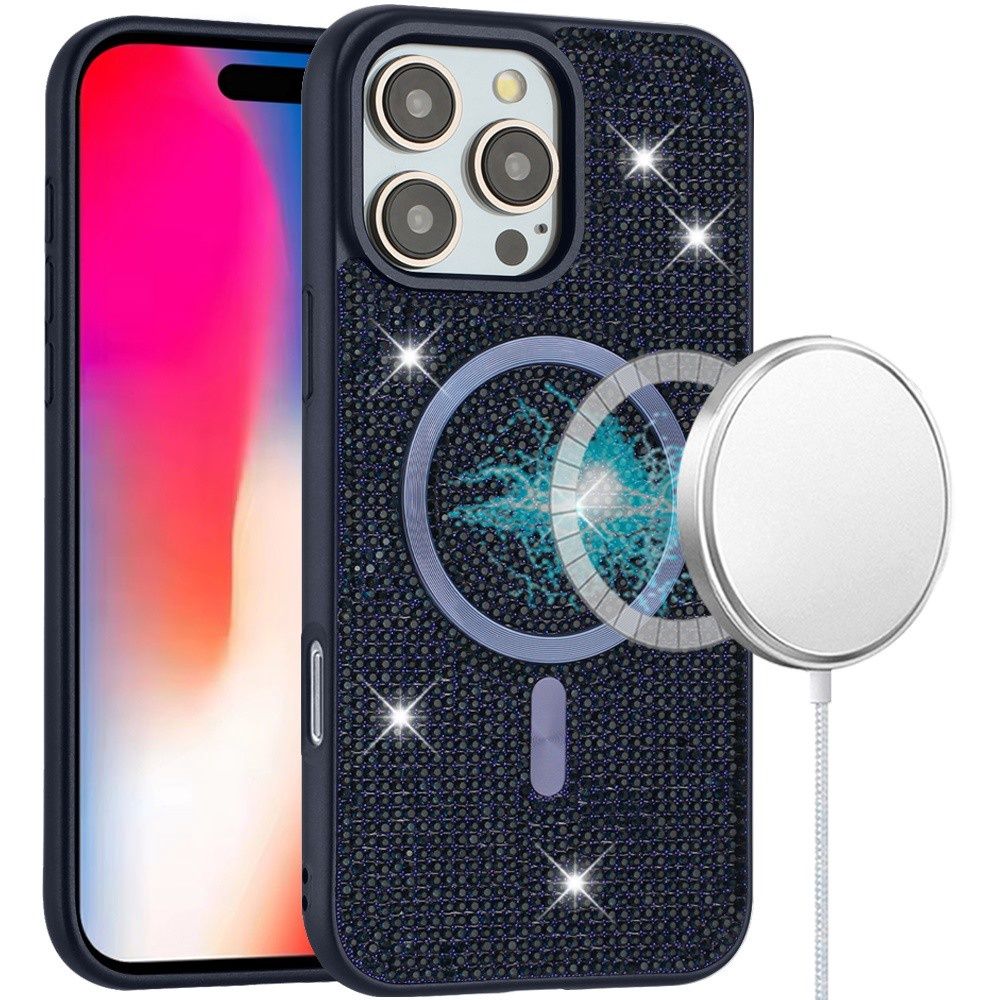 Diamond [Magnetic Circle] with CD Pattern Hybrid For iPhone 16 Pro 6.3 inch- Blue