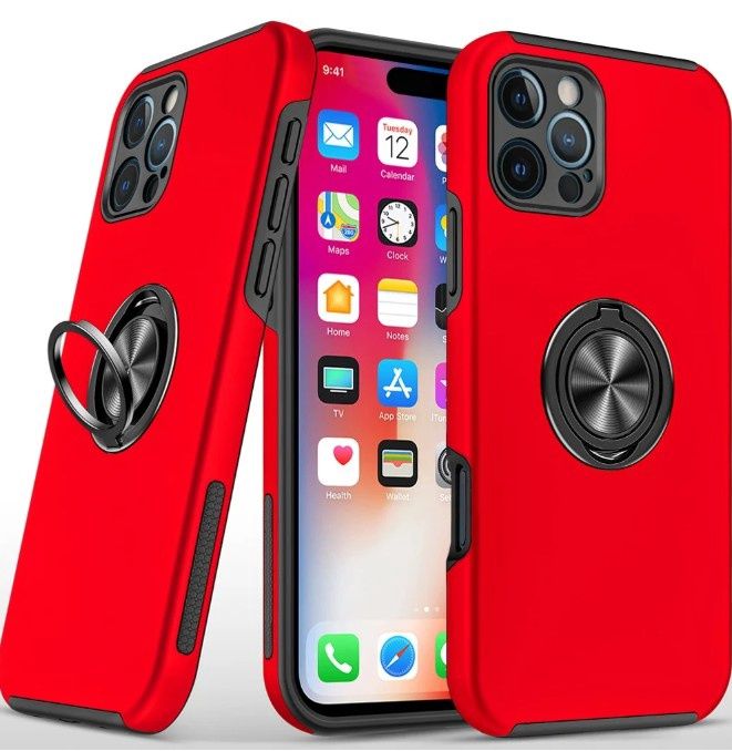 Chief Oil Painted Magnetic Ring Stand Hybrid Case For Iphone 16 Pro 6.3 inch - Red