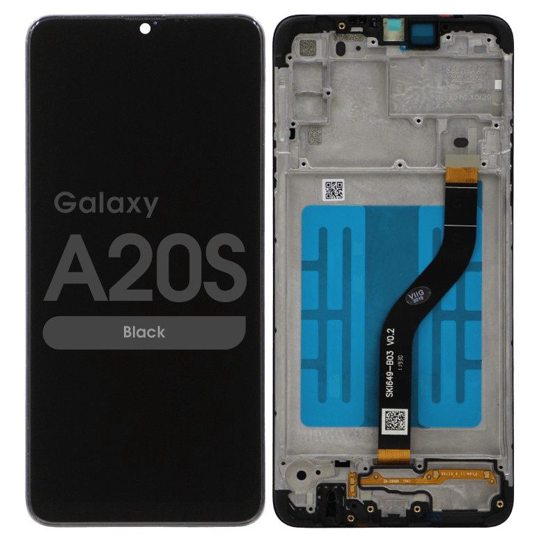 LCD SCREEN AND DIGITIZER ASSEMBLY W/ FRAME FOR SAMSUNG GALAXY A20S (A207) (BLACK) (IS)