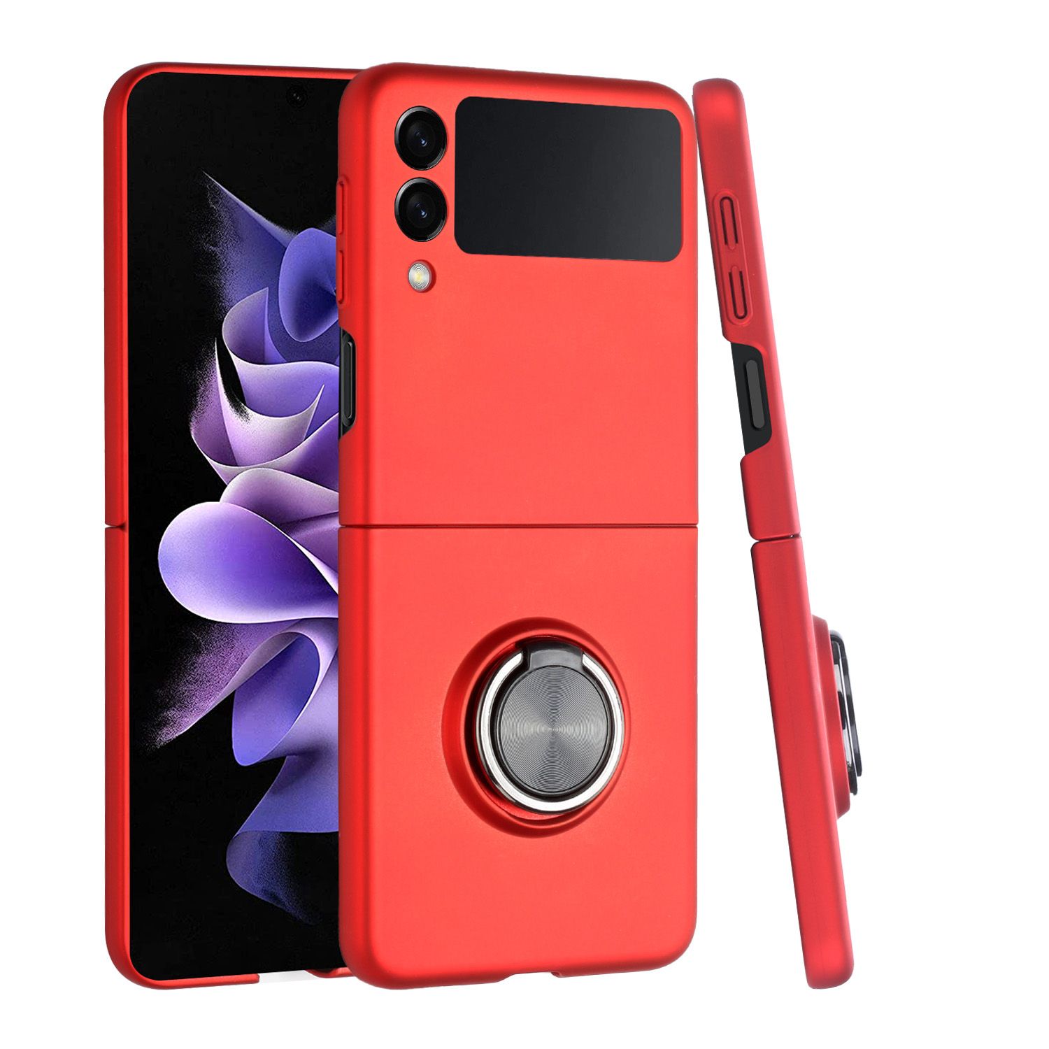 For Samsung Z Flip 6 Chief Premium Matte Magnetic Ring Stand Hybrid Case Cover - Red