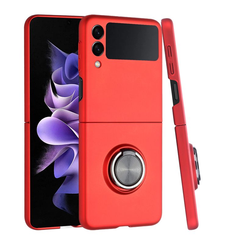 For Samsung Z Flip 6 Chief Premium Matte Magnetic Ring Stand Hybrid Case Cover - Red