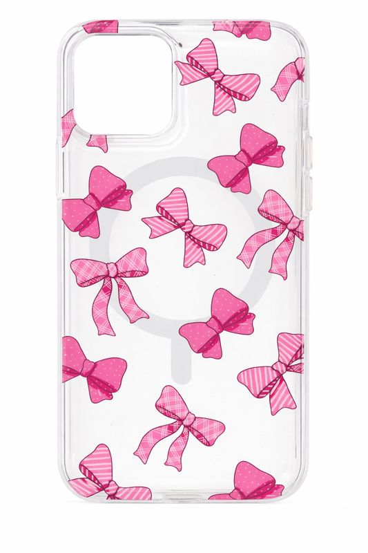 For iPhone 12 &amp; iPhone 12 Pro [Magnetic Circle] Double Layer Design IMD TPU Case - Bow Knot