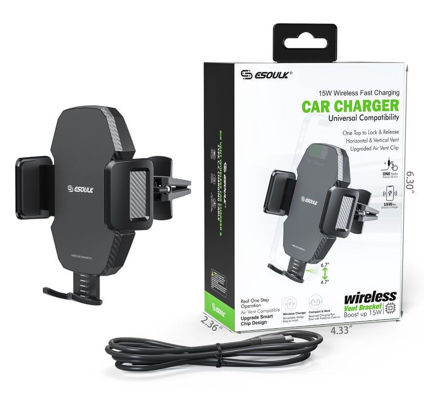 15W Wireless Fast Charging Car Airvent Charger EK-3011BK
