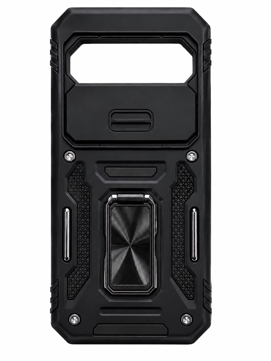 Utter Tough Metal Ring Movable Camera Window Hybrid Case for Google Pixel 9A  - Black
