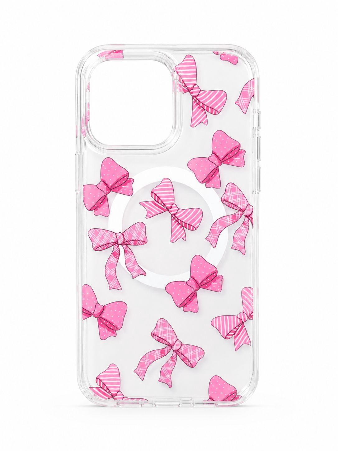 [Magnetic Circle] Double Layer Design IMD TPU Case for Iphone 14 Pro Max - Bow Knot Pink