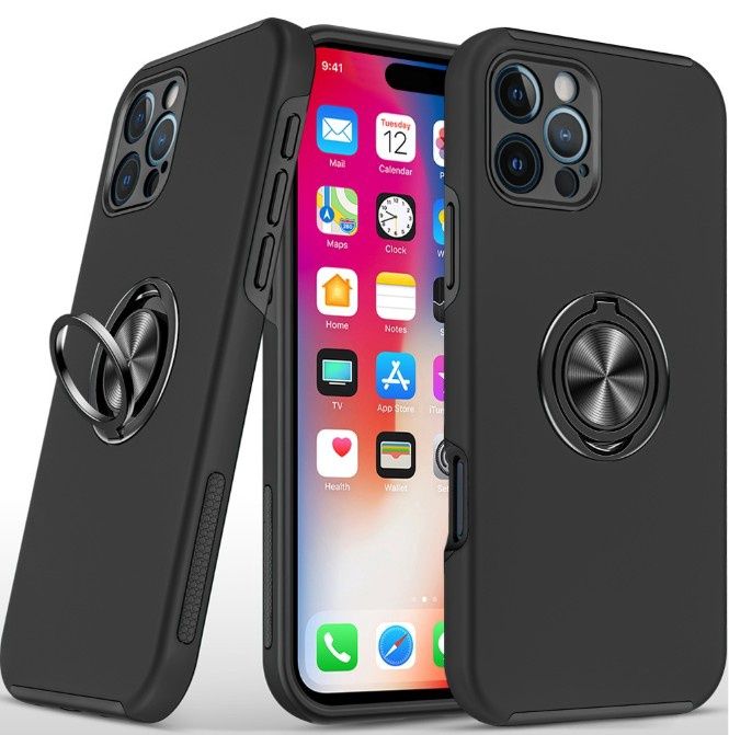 Chief Oil Painted Magnetic Ring Stand Hybrid Case For Iphone 16 Pro 6.3 inch - Black