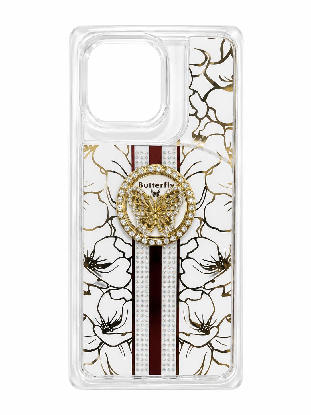 Splendid Floral Designs with Metal Camera and Buttons with Butterfly Ring Stand Hybrid Case for Motorola Moto G Power 5G 2025/2026- White