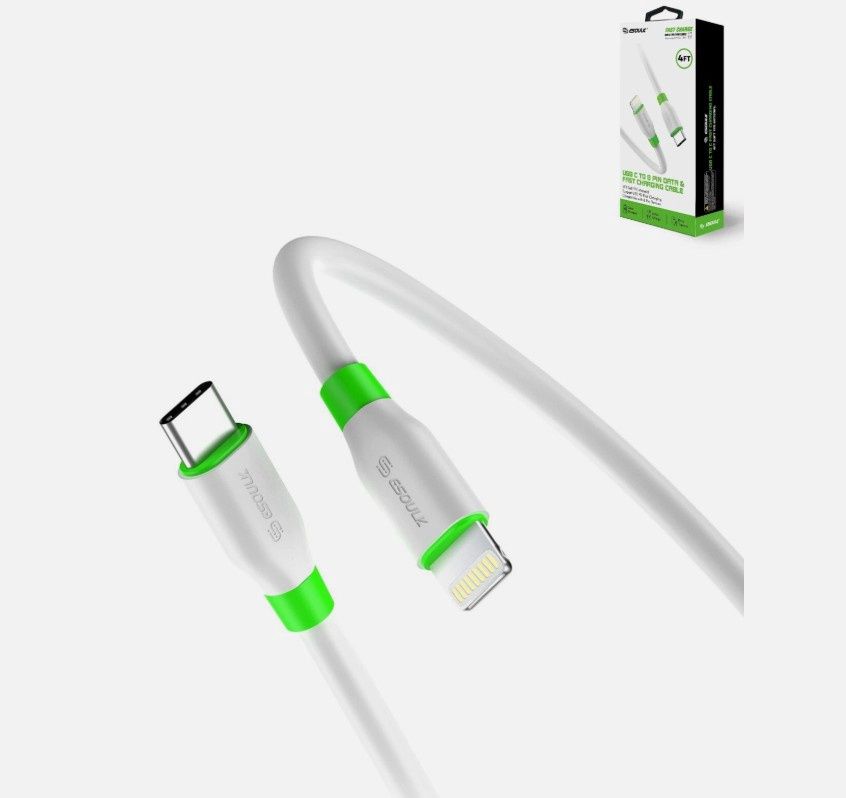 ESOULK USB C to 8 PIN 4FT WHITE