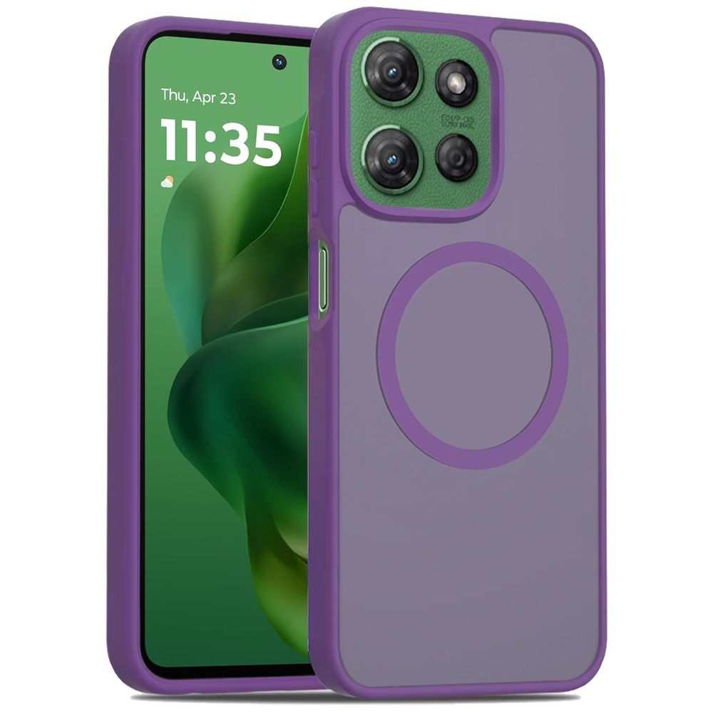 For Moto G Stylus 5G 2025 [Magnetic Circle] Smooth Safe Matte Feel Hybrid Case - Dark Purple