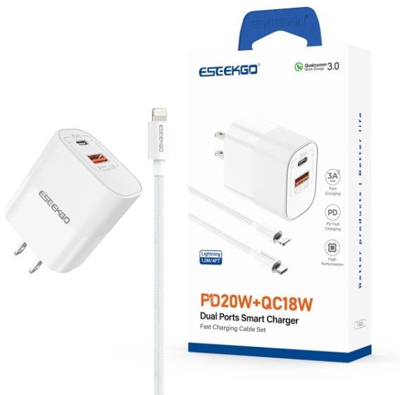 ESEEKGO T-32UL Travel Adapter Type-C To 8 PIN Fast Charging Cable