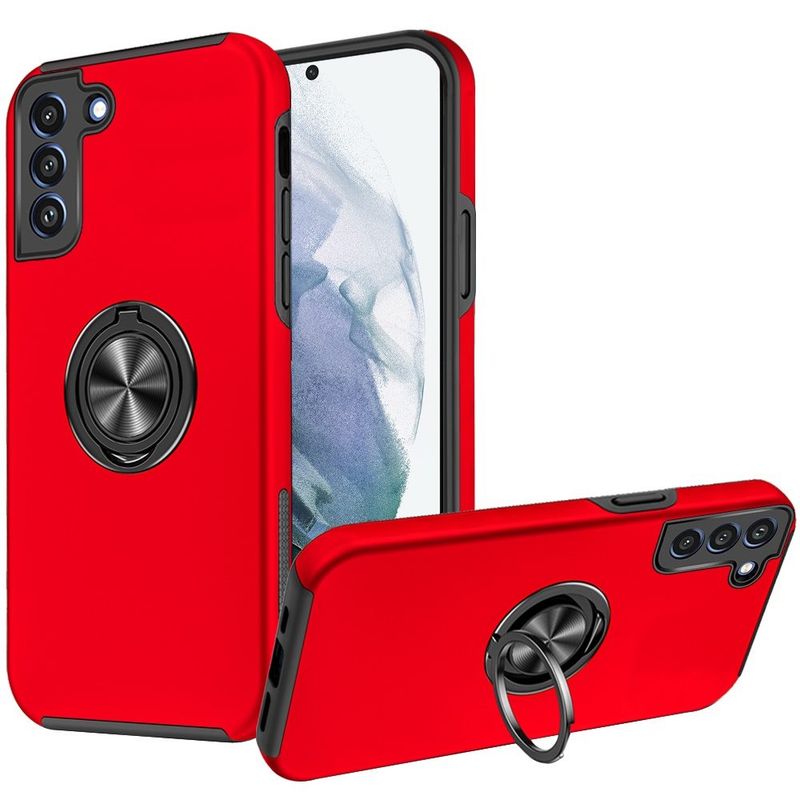 CHIEF Oil Painted Magnetic Ring Stand Hybrid Case Cover For Samsung S23- Red