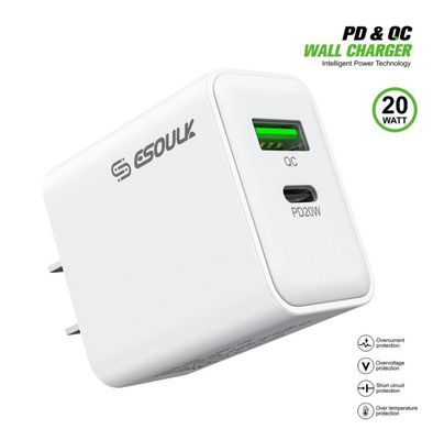 EK-2009WH : Esoulk 20W PD&amp;QC WALL CHARGER