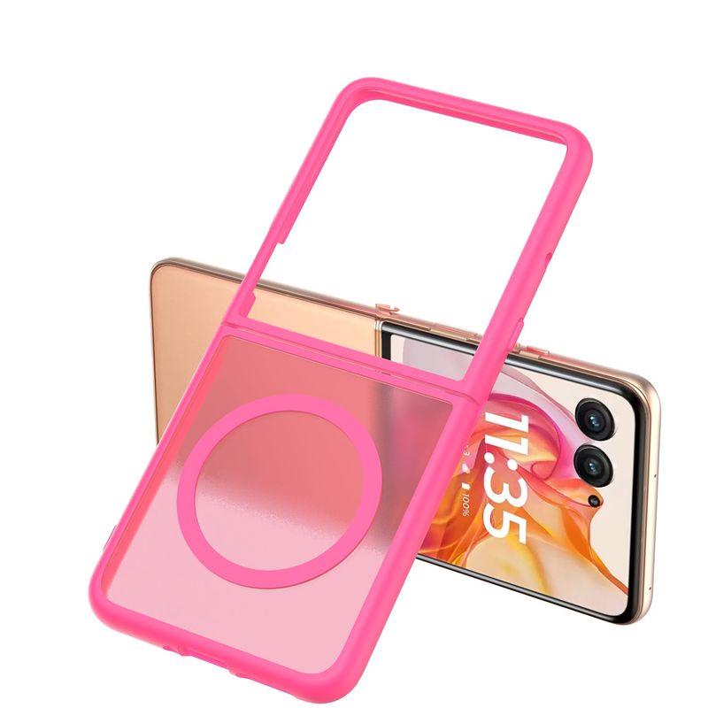 For Motorola Razr 2025 2024 [Magnetic Circle] Smooth Safe Matte Feel Hybrid Case - Hot Pink