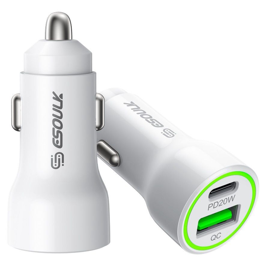 Esoulk EK-2010WH 20W PD&amp;QC Car Charger- White