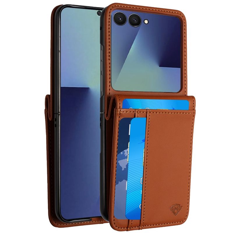 For Samsung Z Flip 6 Card Slot Wallet Holder Case Cover - Brown