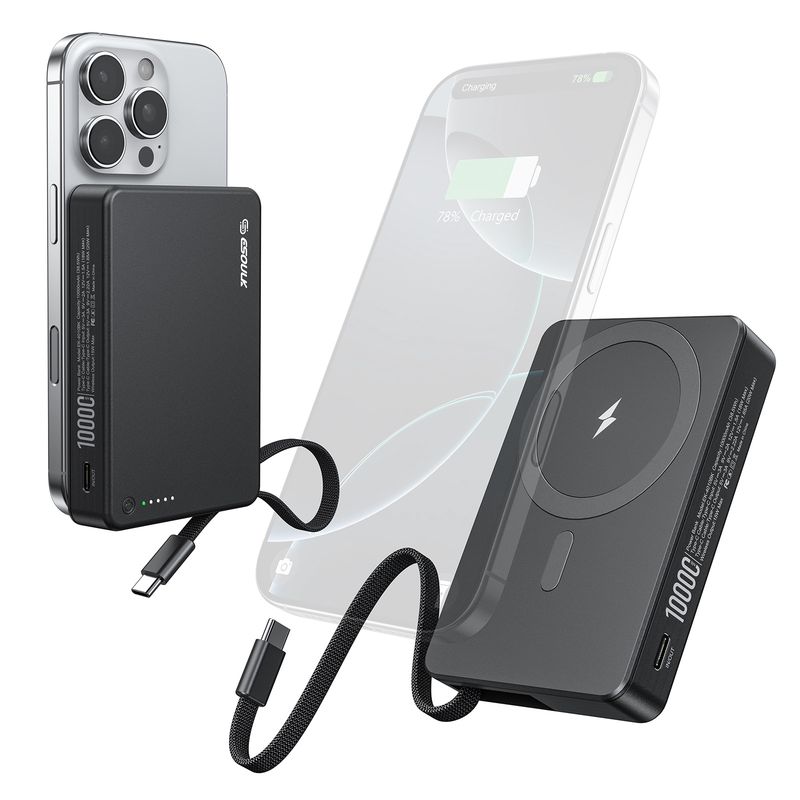 10000mAh Built-In Cable Magnetic Power Bank EK-4010BK