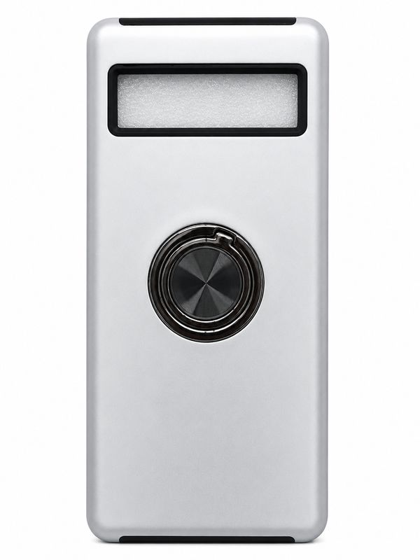 Chief Oil Painted Magnetic Ring Stand Hybrid Case for Google Pixel 7A 6.1- Silver