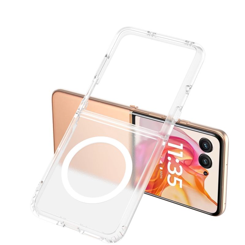 For Motorola Razr 2025 2024 [Magnetic Circle] Smooth Safe Matte Feel Hybrid Case - Clear