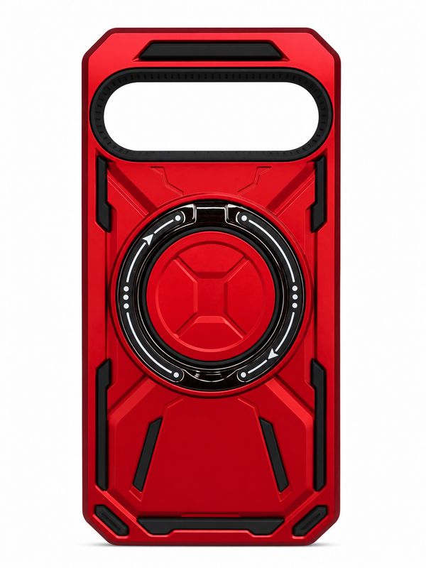 Loop Hybrid with Magnetic Ring Circle 360 Degrees Rotational Kickstand Case Cover for Google Pixel 9 Pro XL - Red