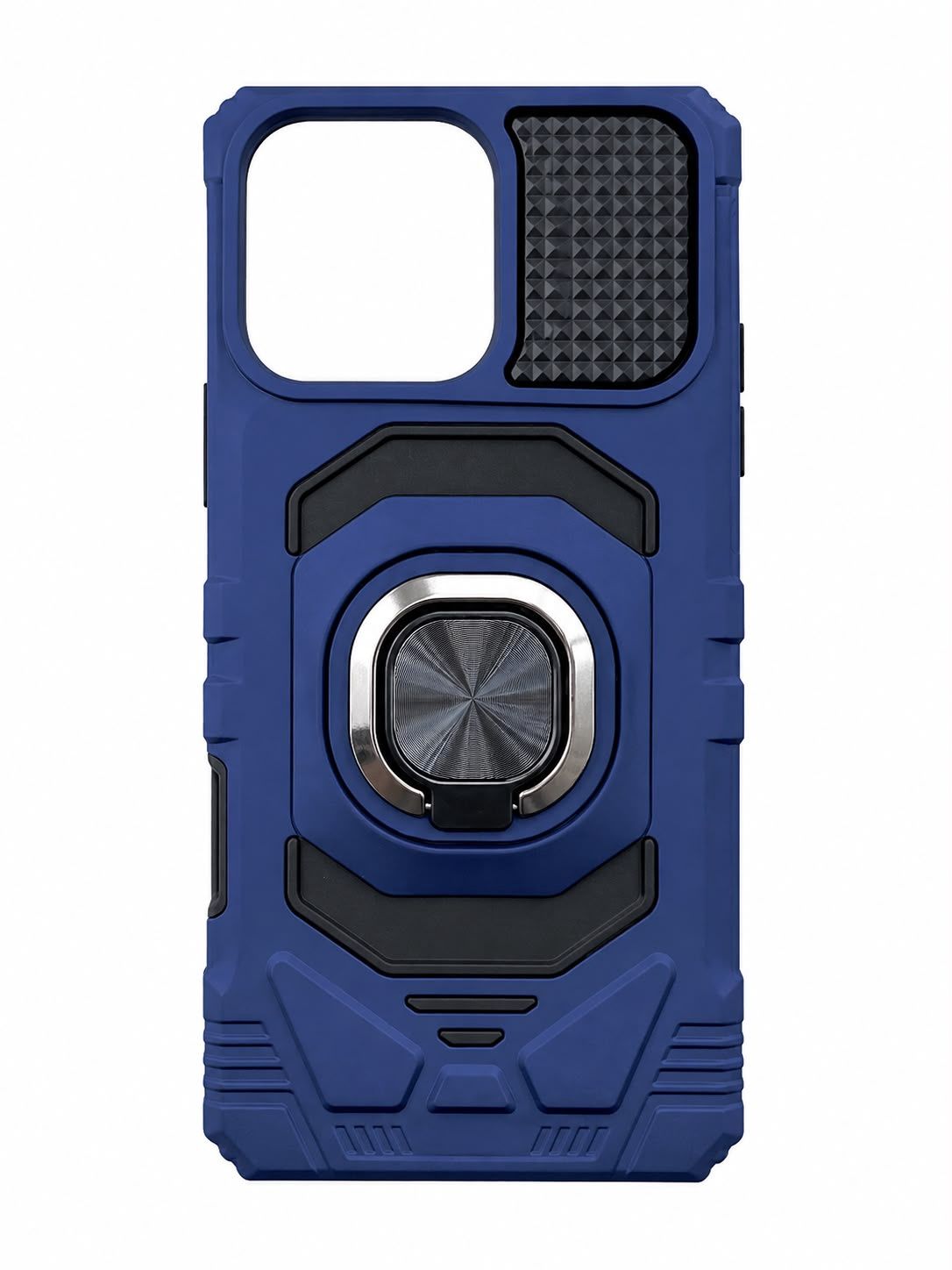 Robotic Hybrid with Magnetic Ring Stand Case Cover for Iphone 16 Pro Max 6.9 inch - Dark Blue