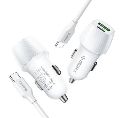 Esoulk 48W PD&amp;QC CAR CHARGER +3FT USB-C TO 8 PIN CABLE
