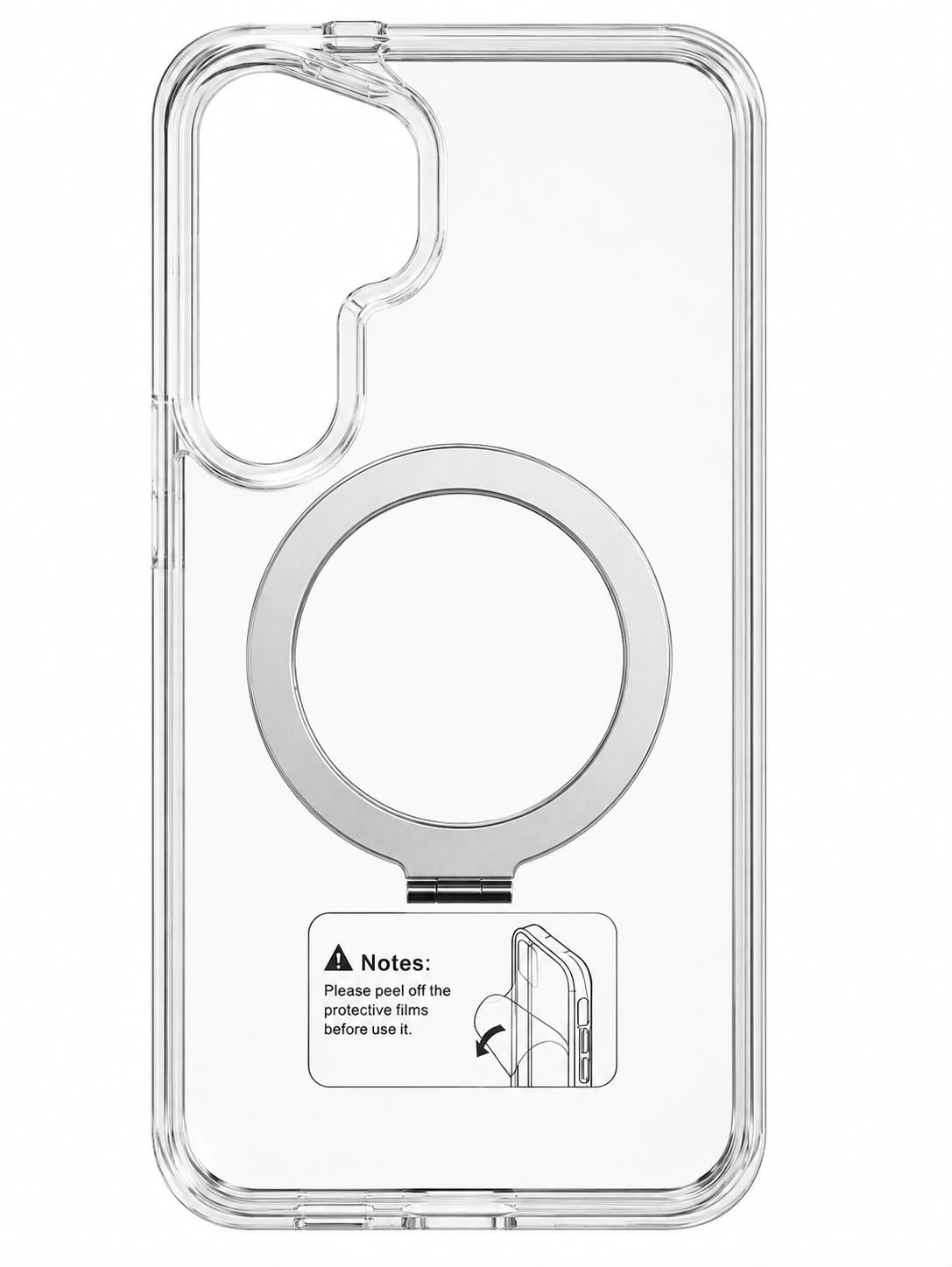 For Samsung Galaxy s24 Plus Dotted Edged Line Transparent HQ Magnetic Ring Stand Hybrid - Clear