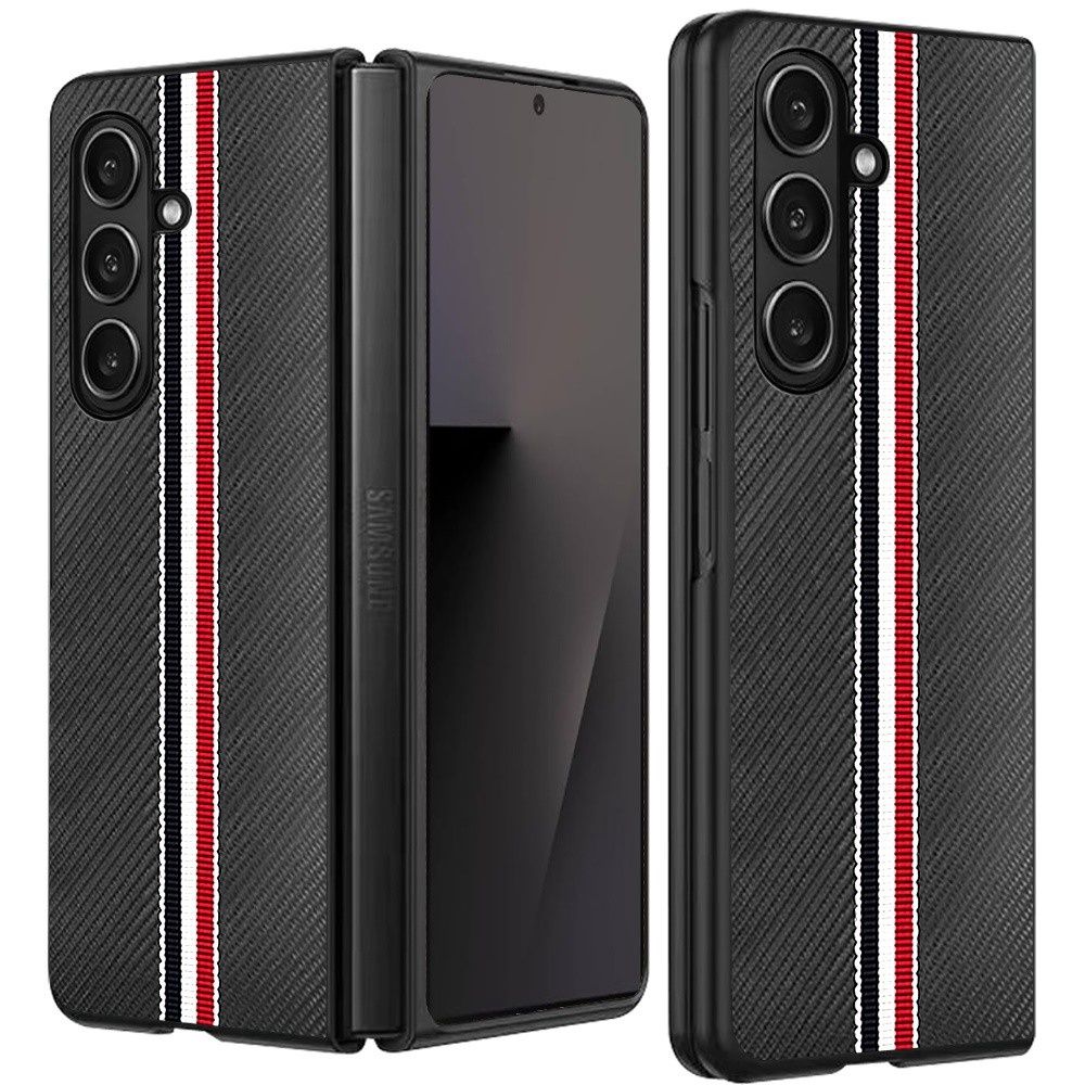 Velvet Fabric Flip Phone Premium PU Vegan Leather Cover Case Samsung ZFold 7  - Black