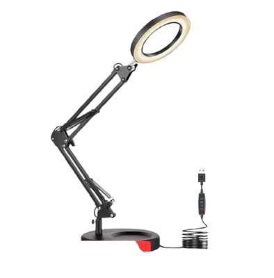 10X Magnifying Lamp with Light and Stand black