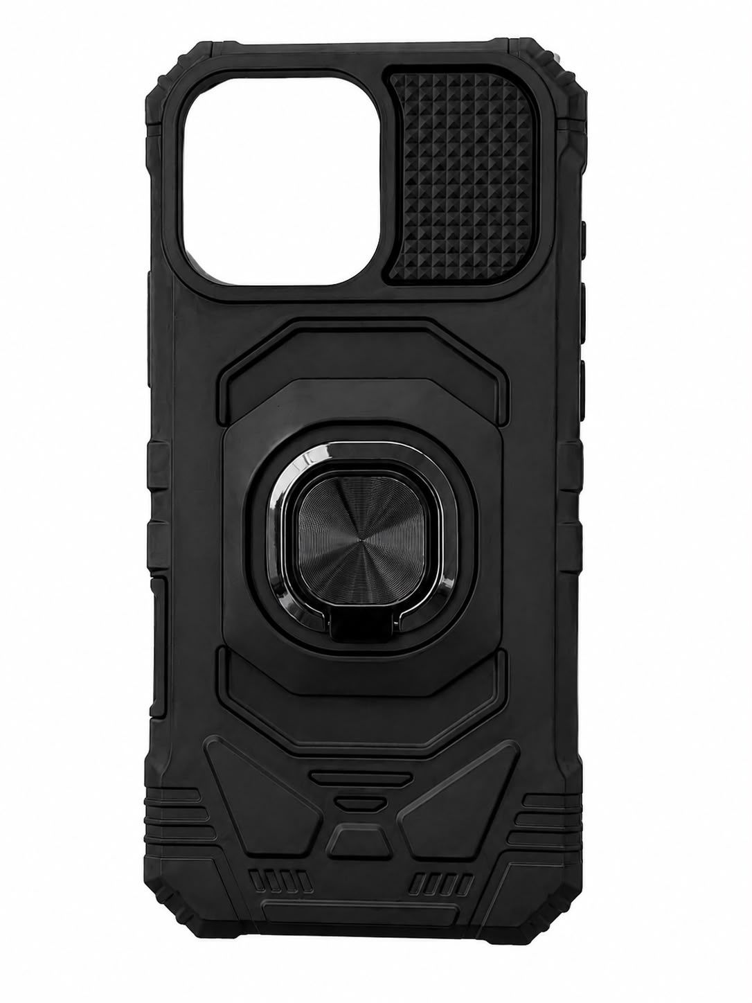 Robotic Hybrid with Magnetic Ring Stand Case Cover for Iphone 16 Pro Max 6.9 inch - Black