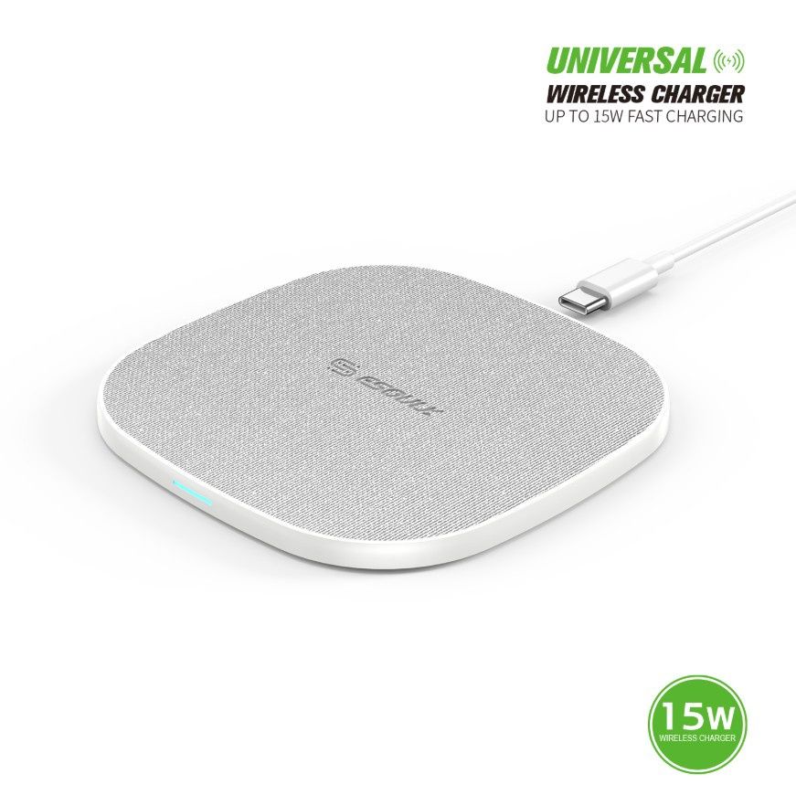 EW06-WH:15W QI WIRELESS CHARGER &amp; 5FT TYPE-C CHARGING CABLE