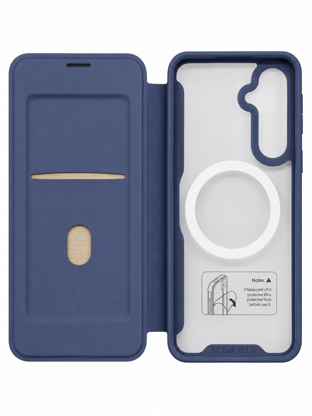 For Samsung Galaxy s24 Plus Flap Flap Magnetic Ring Transparent Hybrid - Blue