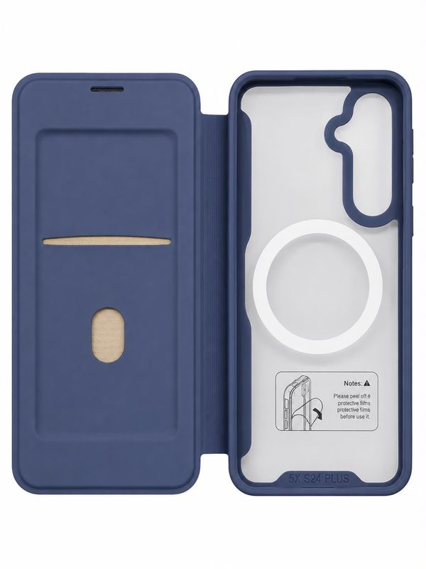 For Samsung Galaxy s24 Plus Flap Flap Magnetic Ring Transparent Hybrid - Blue