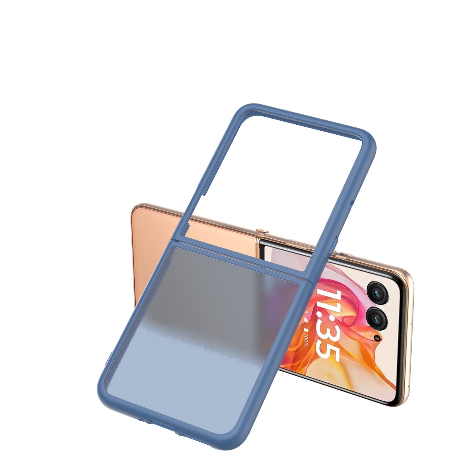 For Motorola Razr 2025 2024 [Magnetic Circle] Smooth Safe Matte Feel Hybrid Case - Navy Blue