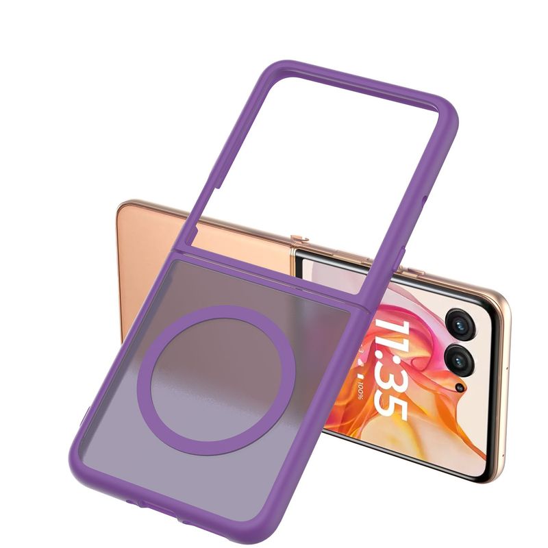 For Motorola Razr 2025 2024 [Magnetic Circle] Smooth Safe Matte Feel Hybrid Case - Dark Purple